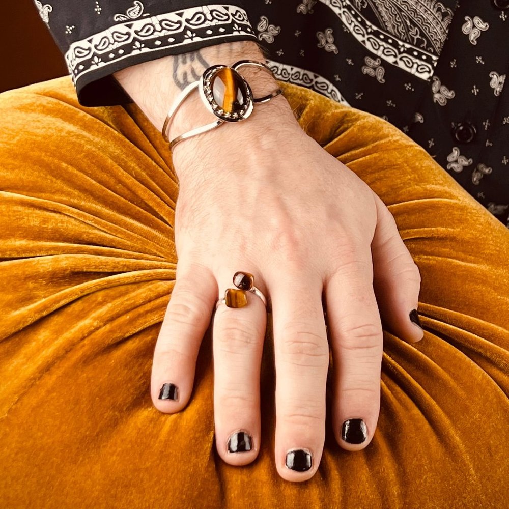 $10/$20/$30 SALE 🚨 BUNDLE 4 SAVINGS Tiger's Eye Stone Silver Adjustable Ring